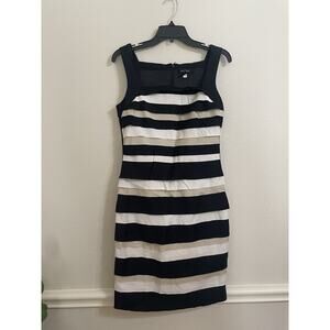 white house black market, Multicolor Striped Knee Length Pencil Dress, Size 6